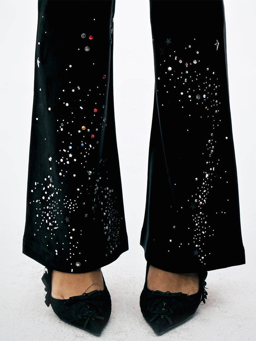 FayChui | Lace Rhinestone Flared Visual Kei Pants - PSYLOS 1, FayChui | Lace Rhinestone Flared Visual Kei Pants, Pants, FayChui, PSYLOS 1